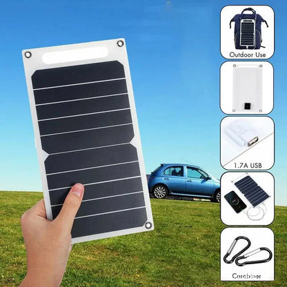 30W Solar Panel with USB Waterproof Outdoor Hiking and Camping Portable Battery Mobile Phone Charging Bank Charging Panel 6.8V